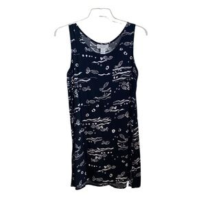 LulaRoe Navy Blue Printed Sleeveless Mini Dress
